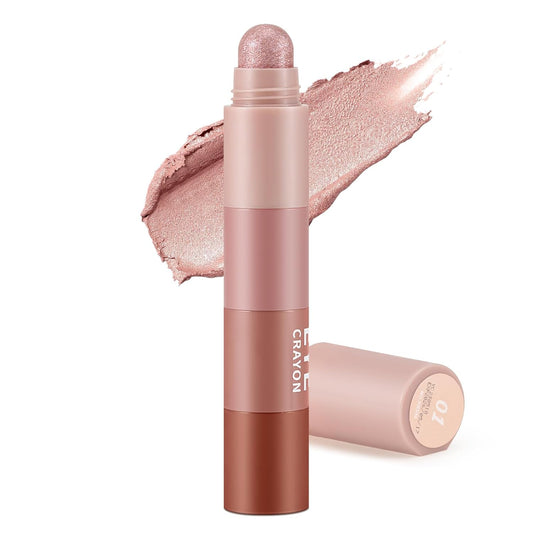 4 Color Eyeshadow Pencil，Glitter Eyeshadow Stick，Creamy Matte Eye Shadow Pen，Face & Eye Highlighter Pen，Highly Pigmented Crayon Nude Eye Shadow