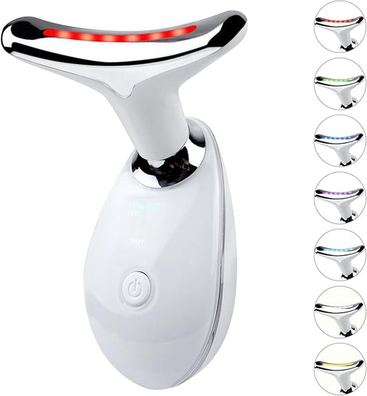 Face and Neck Massager，7 Color Multifunctional Facial Skin Care Tools, Led Face and Neck Beauty Device for Home Use