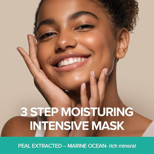 JM Solution Marine Luminous Pearl Deep Moisture 3 Step Skin Care Face Mask - Korean Skincare Facial Mask - boosting Brightening Moisturizing-10 Sheets for Dry Skin