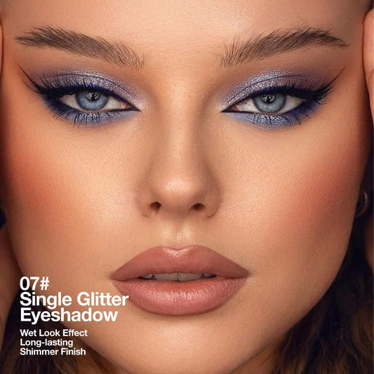 Glitter Shimmer Sparkle Eye Shadow Palette Makeup for Women, Shimmer Blue Glitter Metallic Holographic Iridescent Cream Iridescent Single Monochrome Eyeshadow Makeup