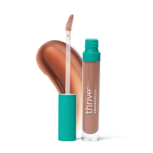 Thrive Causemetics Sheer Strength Lip Plumping Peptide Gloss, Lip Plumper with Vitamin E, Peptides, Plumps, Smooths & Hydrates Lips, High Shine, Vegan & Cruelty Free, Kackie (Mocha)