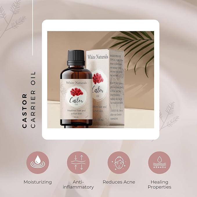 Organic Castor Oil, 100% Pure Natural, Cold Pressed for Essential Oils Mixing Natural Dry Skin Moisturizer Body & Face, Eyelash Caster Oil, Eyelashes Eyebrows Lash & Hair Growth Serum 4oz