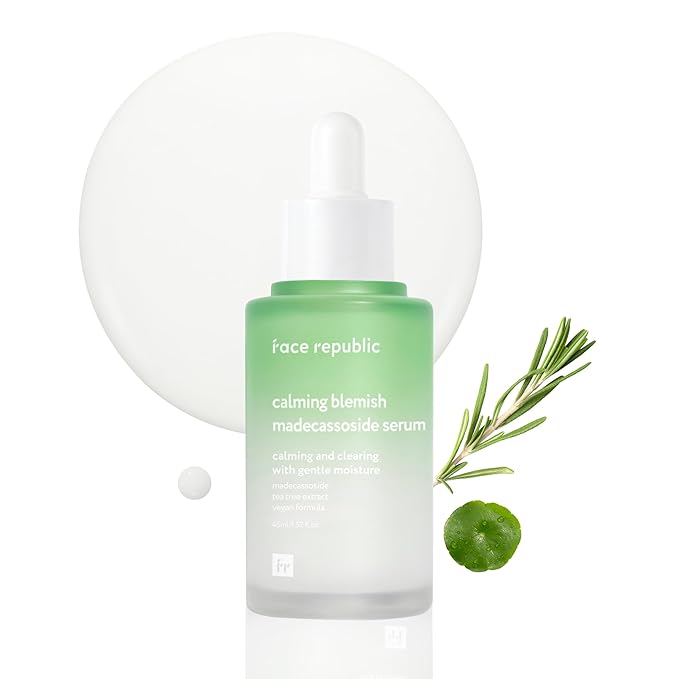 Face Republic Calming Blemish Madecassoside Serum 45ml 1.52 fl oz | Lightweight | Calming, Soothing | Madecassoside, Tea Tree, Centella Asiatica | For irritated skin | Vegan Korean Skin Care