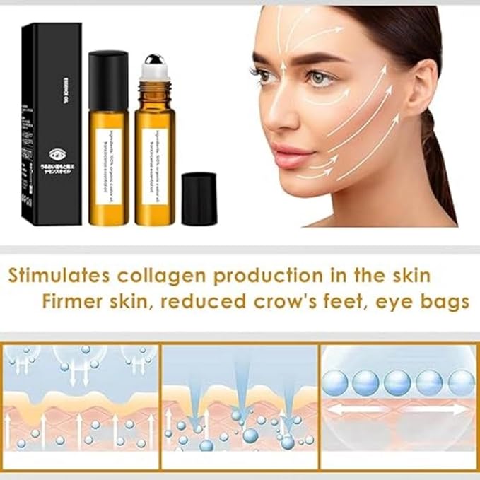 SWANNA 1PCS Eye Essence Oil Roller Ball Applicator, Castor Oil Frankincense Rollerball, Rollerball Castor Oil for Eyes,Dark Circles, Reduce Swelling and Fine Lines