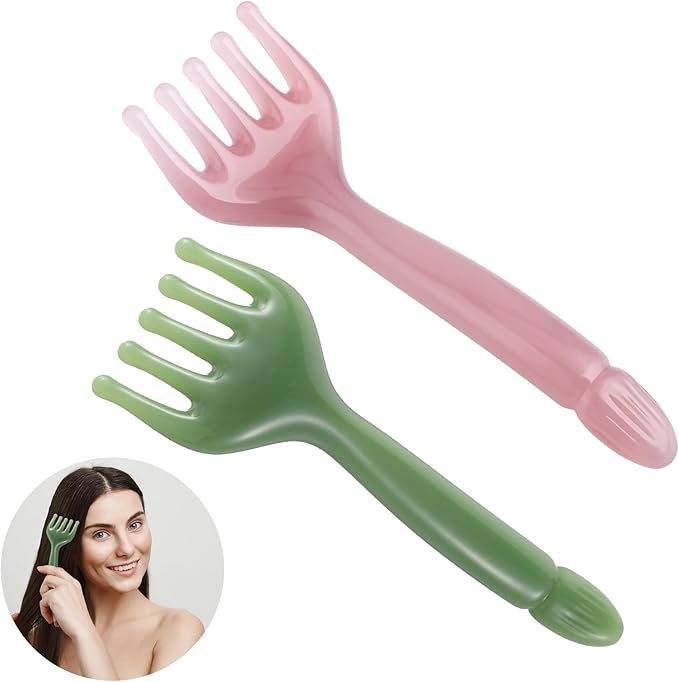 2Pcs Head Massager Scalp Handheld Resin Comb Portable Head Scratcher Massager Relax Tool Gua Sha Five-Claw Comb Manual Relaxation Tool for Father Mother Soothing Massage Face Eye Nose Jaw Neck