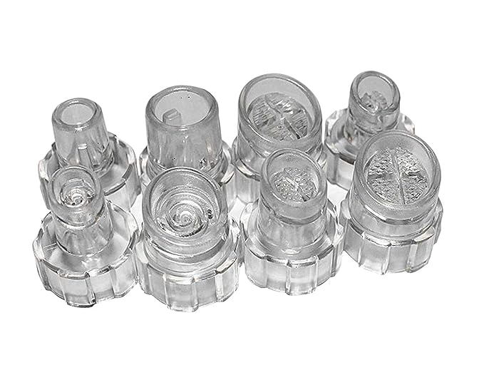 Elitzia Plastic Hydro Dermabrasion Microderma Heads Hydro Facial Aqua Peel Tips Water Peeling Caps Facial Care Skin Cleaning Tool Beauty Machine Replacement Spare Parts 8pcs Per Set（Transparent）