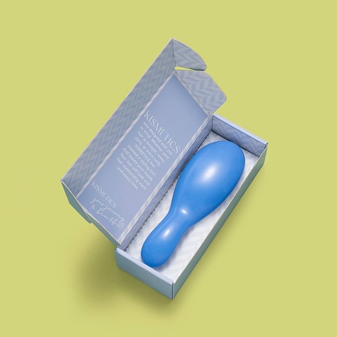 Supreme Brush + Cleaner, Gentle Detangling, Detangler Hair Brush for All Hair Types. For use on Wet or Dry Hair (Blue)