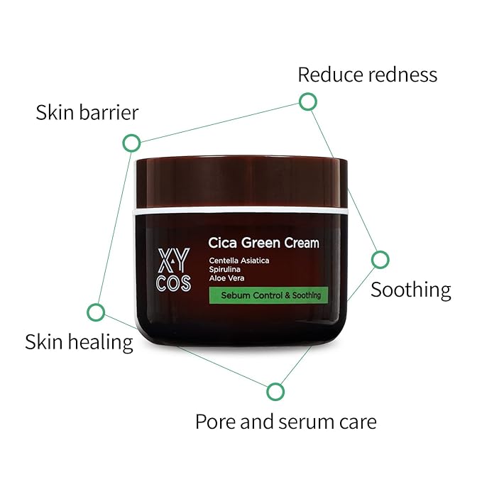 CICA GREEN CREAM (1.7oz) |100% vegan, EVE Vegan Certified, cruelty free| great vegan cosmetics for acne and blemishes and balances skin