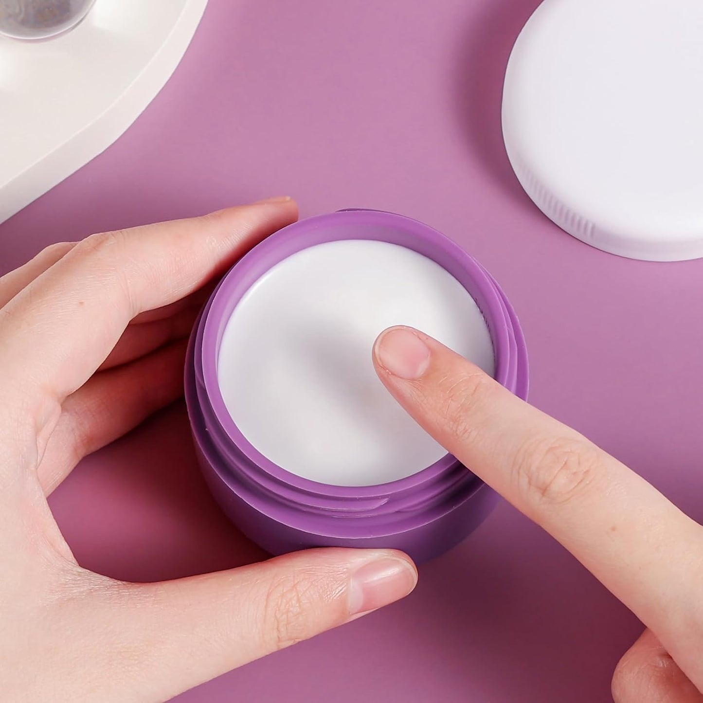 Travel Containers for Toiletries, Silicone Cream Jars BPA-Free, Leak-proof 1.35oz Travel Size Containers, Portable Size Silicone Jars with Lid for Cosmetic Face Hand Body Cream (4 Pack)