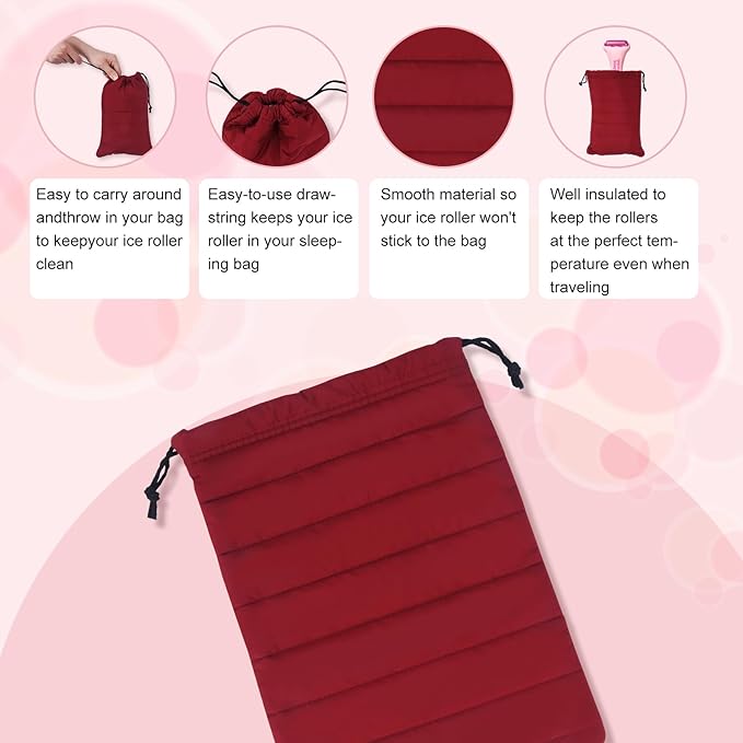 Sleeping Bag for Ice Roller for Face and Face Massage Roller - Keep Your Ice Rollers Clean - Insulated for Extra Coldness - Multi-purpose Bag Also Can Easily Accommodate Cold Eye Mask