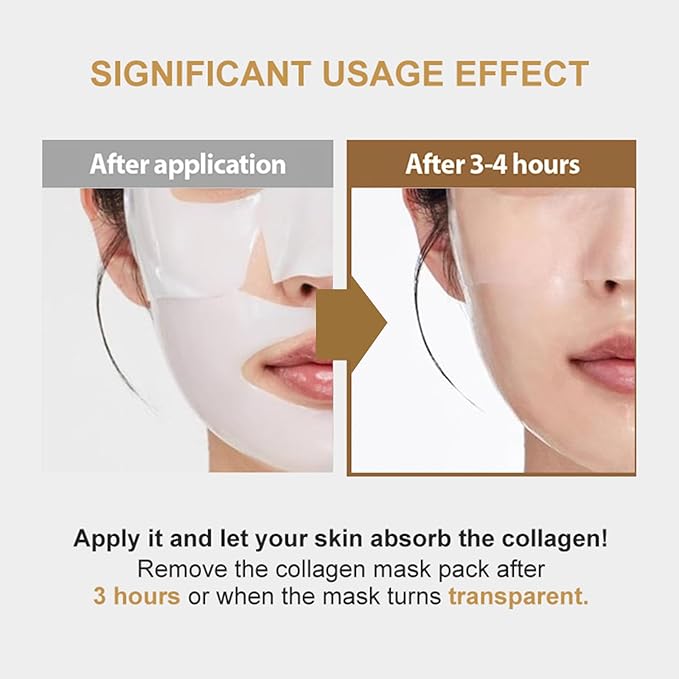 Deep Collagen Face Mask, Bio-Collagen Korean Overnight Hydrogel Mask, Anti Wrinkle Firming Lifting Korean Collagen Films for Improve Skin Elasticity,Firming And Moisturizing 5 Pack