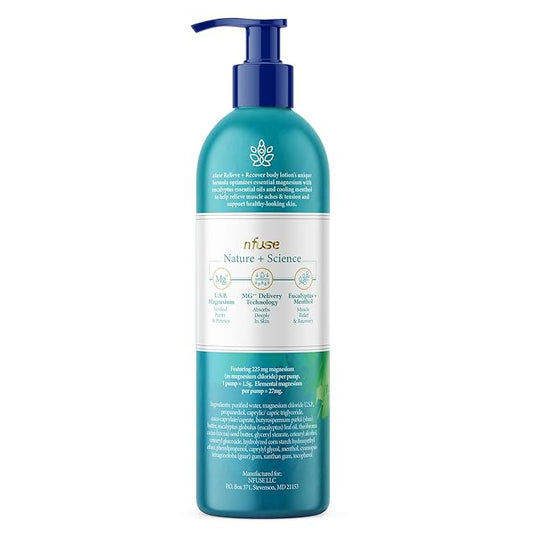 nfuse Magnesium Lotion | 100% Pure Magnesium Chloride USP Grade | Calming Magnesium with Eucalyptus Essential Oils and Menthol (8 oz)