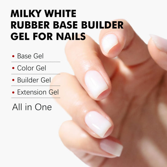 FZANEST Builder Gel for Nails, Milky White Gel Polish Rubber Base For Nails Strengthener Extension Apex Building Repair UV LED Color Base Nail Polish in Bottle