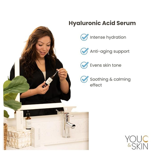 You C & Skin Hyaluronic Acid Serum for Face & Neck for Men & Women - Intense Hydration, Boosts Skin Elasticity, Repairs Skin Barrier
