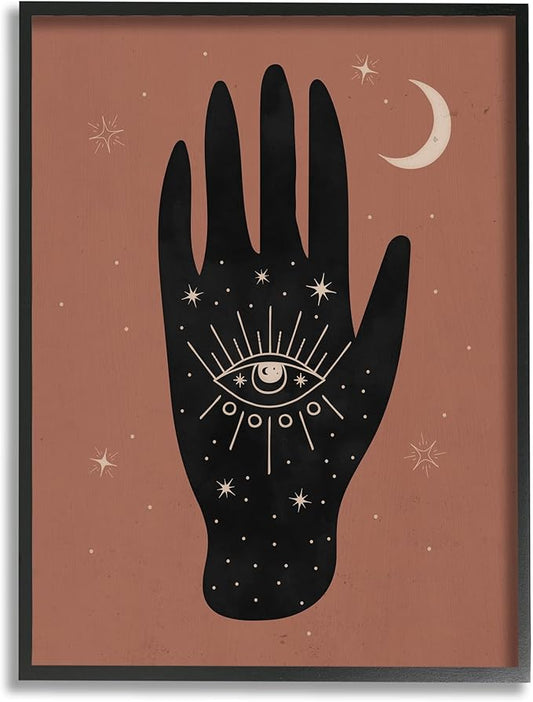 Stupell Industries Celestial Bohemian Chic Hand With Enlightened Eye Tattoo, Design by Nina Blue