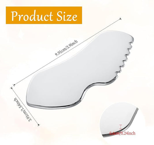 Beauty Gua Sha Facial Tool Stainless Steel Lymphatic Drainage Massager 1Pcs Metal Double Chin Reducer Lip-Shaped Scraping Board Jawline Shaper for Self Care Relaxing Facial Cream Application