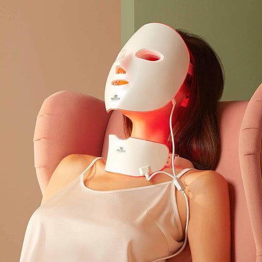LightAura Plus LED Light Therapy Mask by Project E Beauty | LED Face & Neck Mask | Skin Rejuvenation | 7 Colors | Anti Aging | Reduce Wrinkles | Anti-inflammation | Brightening Skincare Mask