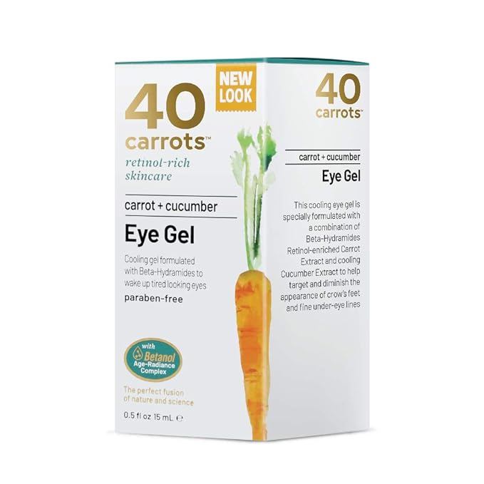 40 Carrots Carrot & Cucumber Eye Gel with Retinol for All Skin Types - Smooths Fine Lines & Reduces Wrinkles, Crow's Feet, Dark Circles, Under Eye Bags | Paraben Free (0.5 fl oz)