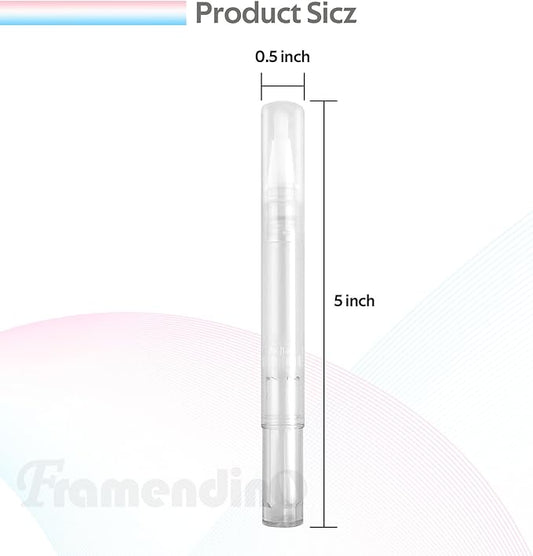 Framendino, 40 Pack 3 Ml Cuticle Oil Pen Empty Transparent Nail Twist Pens with Brush Tip 3 Stickers