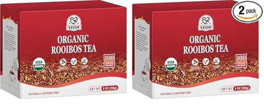 52USA Rooibos Tea Organic, 100 Teabags, Naturally Sweet Herbal Tea, Caffeine Free Rooibos Tea, Farmed in South Africa, 9oz (250g) (Pack of 2)