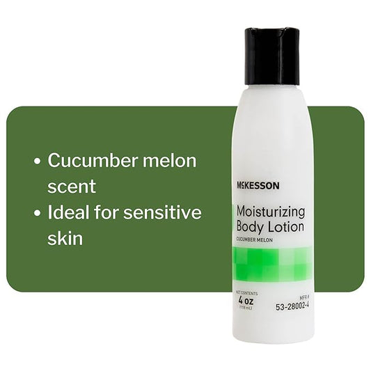 McKesson Hand and Body Lotion for Fragile Skin - Moisturizes Dry, Cracked Skin - Cucumber Melon Scent, 4 oz, 1 Count