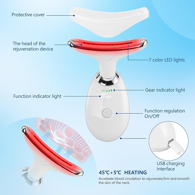 2025New Neck Face Massager, Face Sculpting Tool, 3 Modes and Vibration for Facial Massager for Double - Chin Wrinkle,Daily Home Use (White)