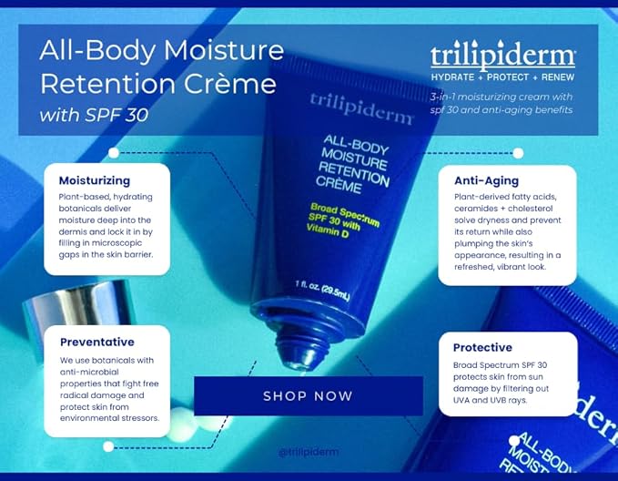 Trilipiderm Weekender Bundle – All-Body Moisture Retention Crème 6-Pack Travel Size – 3x SPF 30 Broad Spectrum Sunscreen 3 oz + 3x Original Formula 3 oz – Hydrating Skincare for All Skin Types