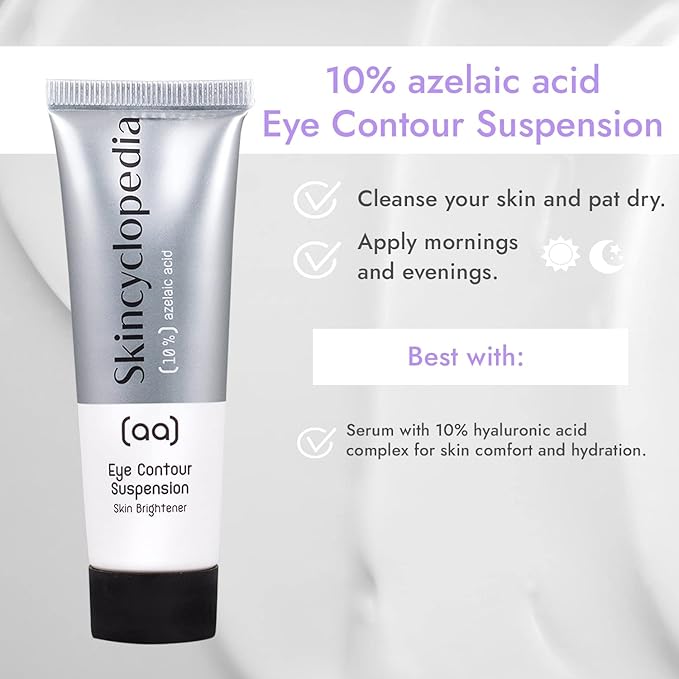 Eye Contour Azelaic Complex 10%, Skin Brightener, High Grade Suspension for Dark Circles, Puffy Eyes, Crow's Feet, Fine Lines & Wrinkles, Redness Relief, Fade and Repair Dark Spots