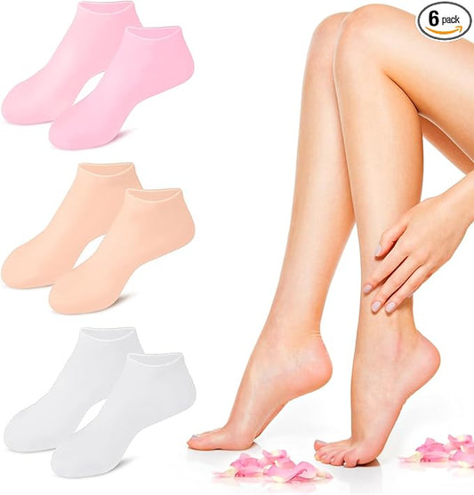 BUSOHA 3 Pairs Silicone Socks for Dry Cracked Feet Women, Moisturizing Socks, Foot Spa Pedicure Silicone Socks