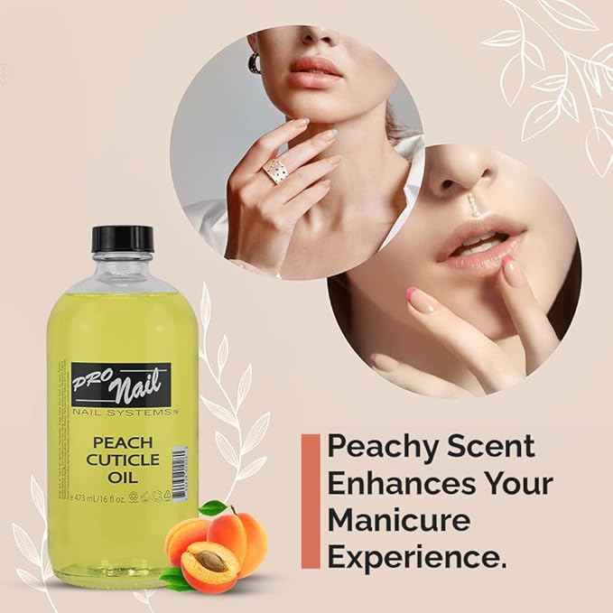 PRONAIL - Cuticle Revitalizing Oil for Nails, Peach, 16 Oz - Professional Strength, Pedicure and Manicure, Moisturizes and Strengthens Nails and Cuticles - Soothing and Nourishing