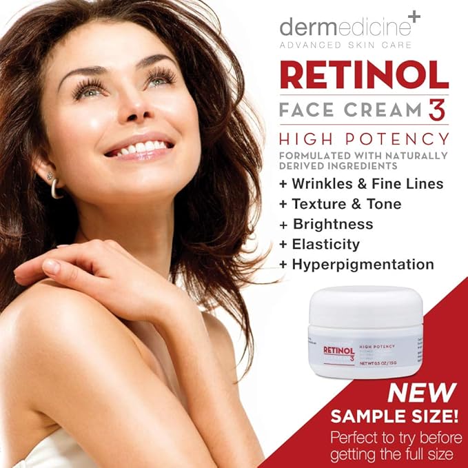 Retinol Cream For Face & Eye 3% Blend | Natural Anti Aging w/Jojoba Oil, Apricot Oil, Hyaluronic Acid & Squalane | Helps Smooth Fine Lines & Wrinkles & Brightens for Younger Skin