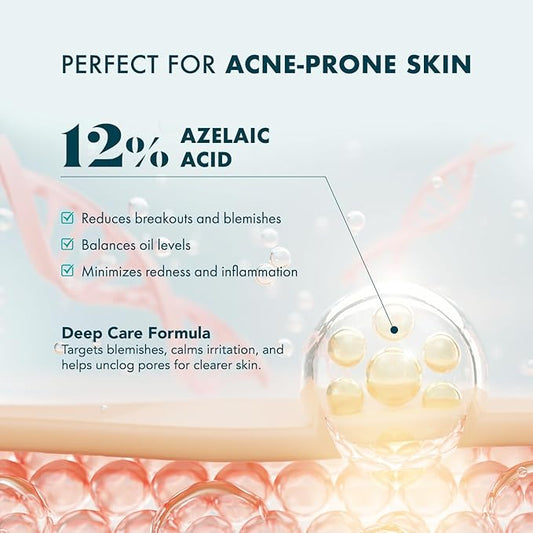 Rossy Azelaic Acid 12% Acne Cream: Advanced Redness Facial Cream - Prevents Acne Breakouts and Clears Pores for Daily Skincare - Anti-Blemish for Men and Women 50 ML
