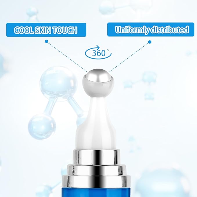 5% Caffeine Eye Serum with 360° Massage Rollerball Topper,Caffeine Cream for Dark Circles,Wrinkles,Puffiness and Fine Lines,Under Eye Roller Cream Treatment for Women and Men