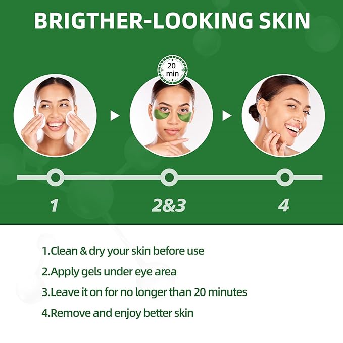 Under Eye Patches - Seaweed Essence Eye Mask for Puffy Eyes/Dark Circles/Collagen Eye Care Relieves Pressure and Reduces Wrinkles, Eye Gel Pads for Hydrating and Brightening (30 Pairs)