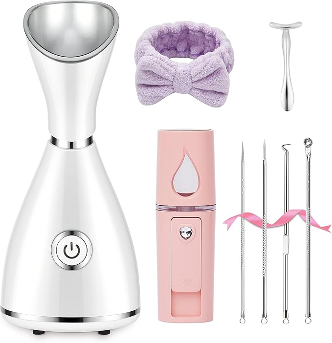 Facial Steamer for Face, Face Steamer for Facial Deep Cleaning, Face Steamer Nano Mister Set for Sinuses, Unclogs Pores, Home SPA, Skin Care