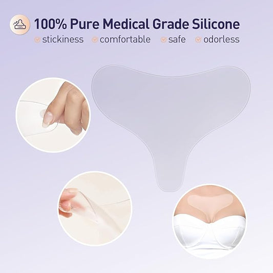 Silicone Chest Wrinkle Patches Reusable, Chest Pads for wrinkles Overnight, Safe Anti Wrinkle, Wrinkle Reducing Patche, 2 Patches