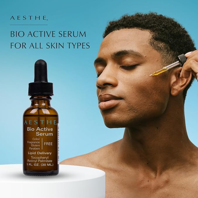 Aesthe Bio Serum for Face and Neck - Skincare Treatment for Wrinkles, Lines, Spots - Youthful Radiance - Uplifting Vitamin A, Primrose Oil, Retinyl Palmitate - Suitable for All Skin Types - 1.0 fl oz