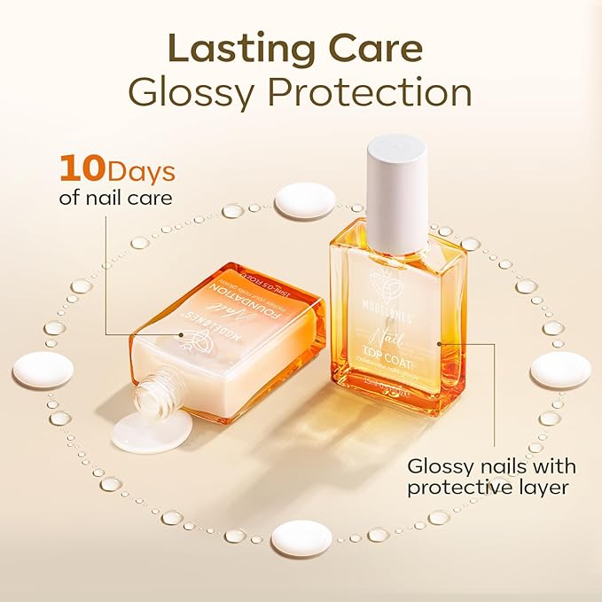 modelones Nail Strengthener Clear Gel Top Coat Nail Polish Cuticle Oil Pen Milky White Nail Repair for Damaged Nails Care Kit for Women 15 ml Ridge Filler for Growth