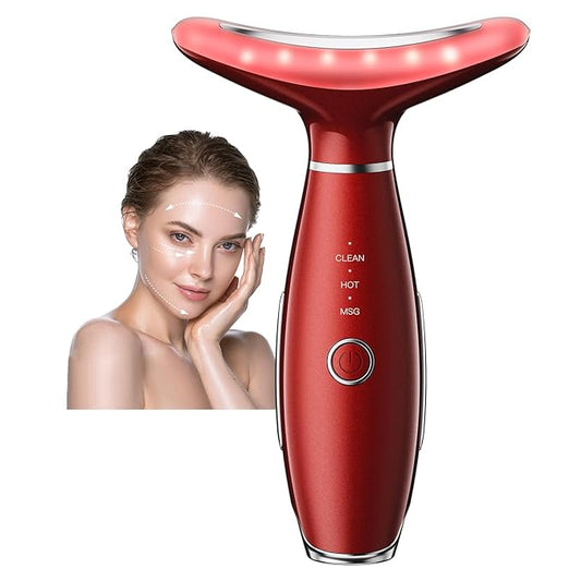 Neck Face Massager, Portable Face Sculpting Tool, 3 Modes Facial Massager, Face Massager Tool for Skin Care, Red