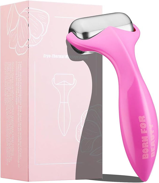 360° Rotating Ice Roller for Face-Stainless Steel Facial Massage Tool for Skin Tightening, Ice Face Roller -Wrinkle Reduction & Dark Circle Relief, Gift for Skincare Enthusiasts.