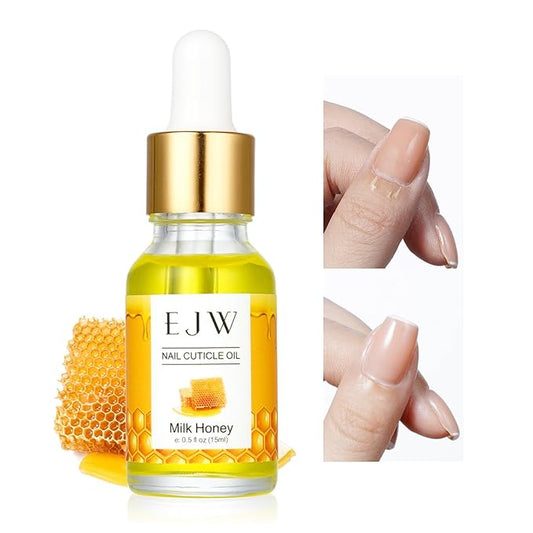 EJW Cuticle Oil for Nails, 1 Week Multi-Functional Care for Hands and Feet, Moisturizes & Strengthens Nails, Improves Hangnails & Dry Skin, Contains Jojoba Oil, Natural Ingredients, Milk and Honey