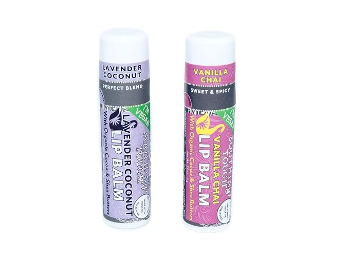 Soothing Touch Lip Balm Combo 2 Pack - Lavender Coconut & Vanilla Chai