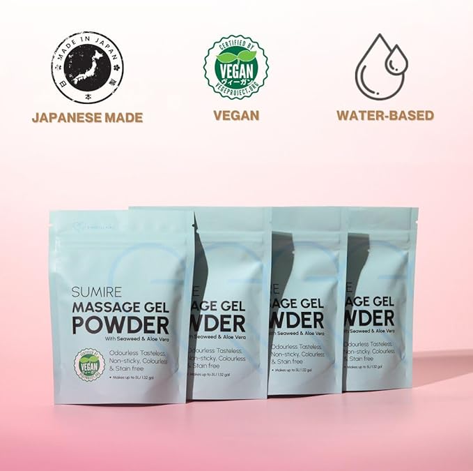 Japanese Nuru Massage Gel Powder 50g - Sumire Edition | Resealable Sachet | Nori Seaweed & Aloe Vera | Made in Japan | Slippery, Odorless, Tasteless, and Stain-Free | Makes Up to 1.32 Gallons of Gel