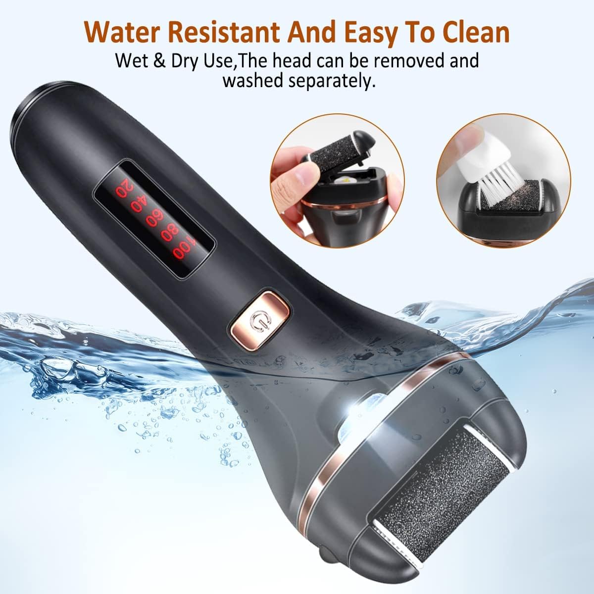 Electric Callus Remover for Feet,Rechargeable Foot File Hard Skin Remover,Waterproof 14 in1 Professional Pedicure Kit for Cracked Heels &Dead Skin,with 9 Roller Heads 2 Speed