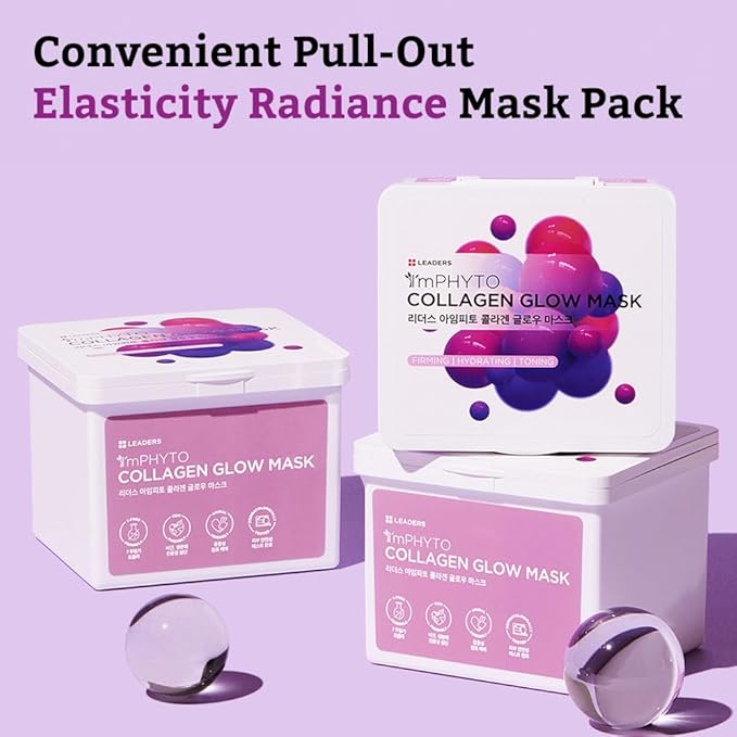 I'MPHYTO Collagen Glow Mask (220 ml, 20 Masks) - Revitalize Your Skin with Plant-Derived Pseudo Collagen and Phyto Vitamins