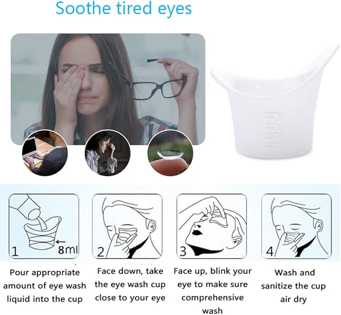 FOYARA Eye Bath Silicone Eye Wash Cup Set of 12 for Refresh and Clean Tired Eyes