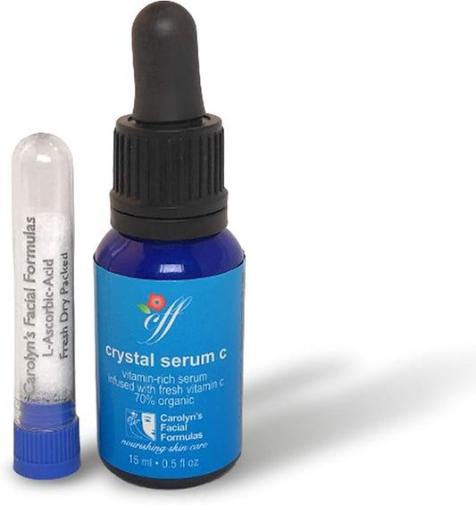 Carolyn's Facial Formulas Crystal Facial Serums C | Vitamin C Serum for Face | Skin Clearing Serum | Made in USA | Organic, Certified Vegan and Cruelty-Free. Unscented.(15 ml – 0.5 fl oz)