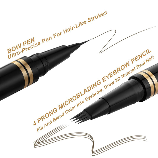 Eyebrow Pen,2-in-1 Waterproof Eyebrow Pencil with 4 Tip Microblading Brow Pen and Ultra-Precise Brow Pencil,with Dual-ended Eyebrow Brush,Eyebrow Makeup for Natural Looking - Ash Brown