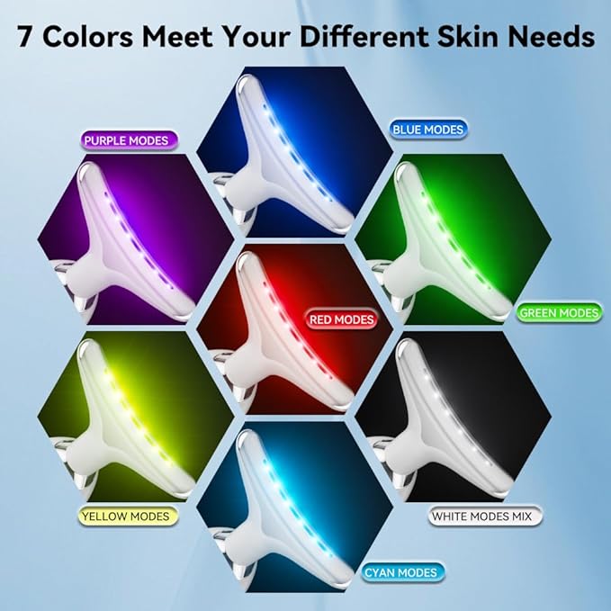 Neck and Face Massager, 7- IN -1 Face Sculpting Tool for Skin Care and with Vibration, Thermal(White)