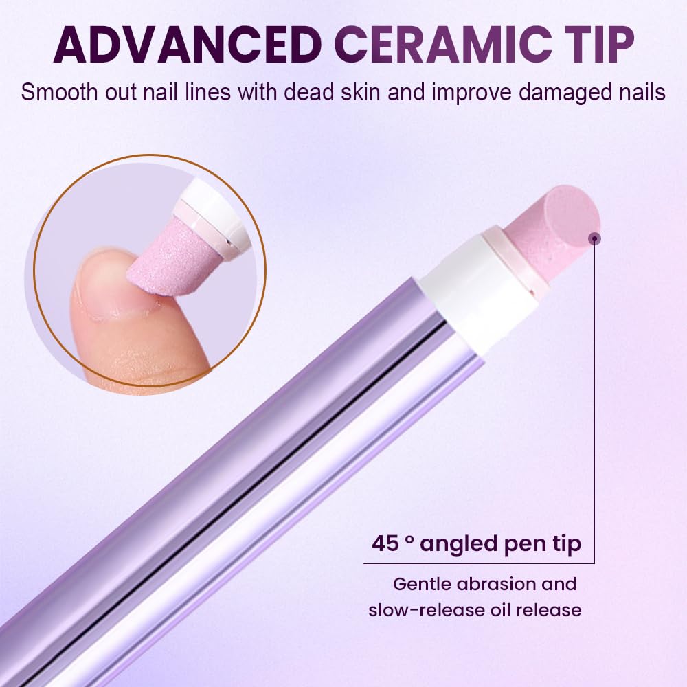 2-in-1 Cuticle Oil Pen & Pusher with Ceramic Tip – Sassy Tip Cuticle Pusher Pen for Hangnails & Dry Nails, Nourishing Nail Oil Pen for Cuticle Care & Treatment (1)